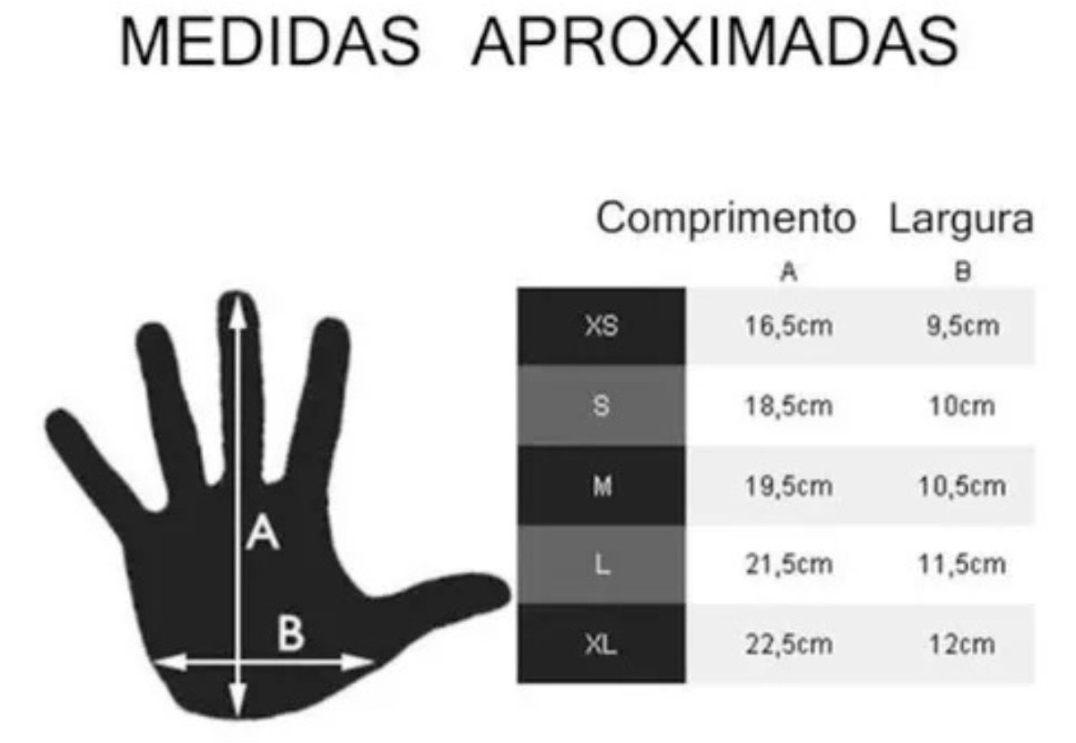 tabela de tamanhos luva surf mormaii 2